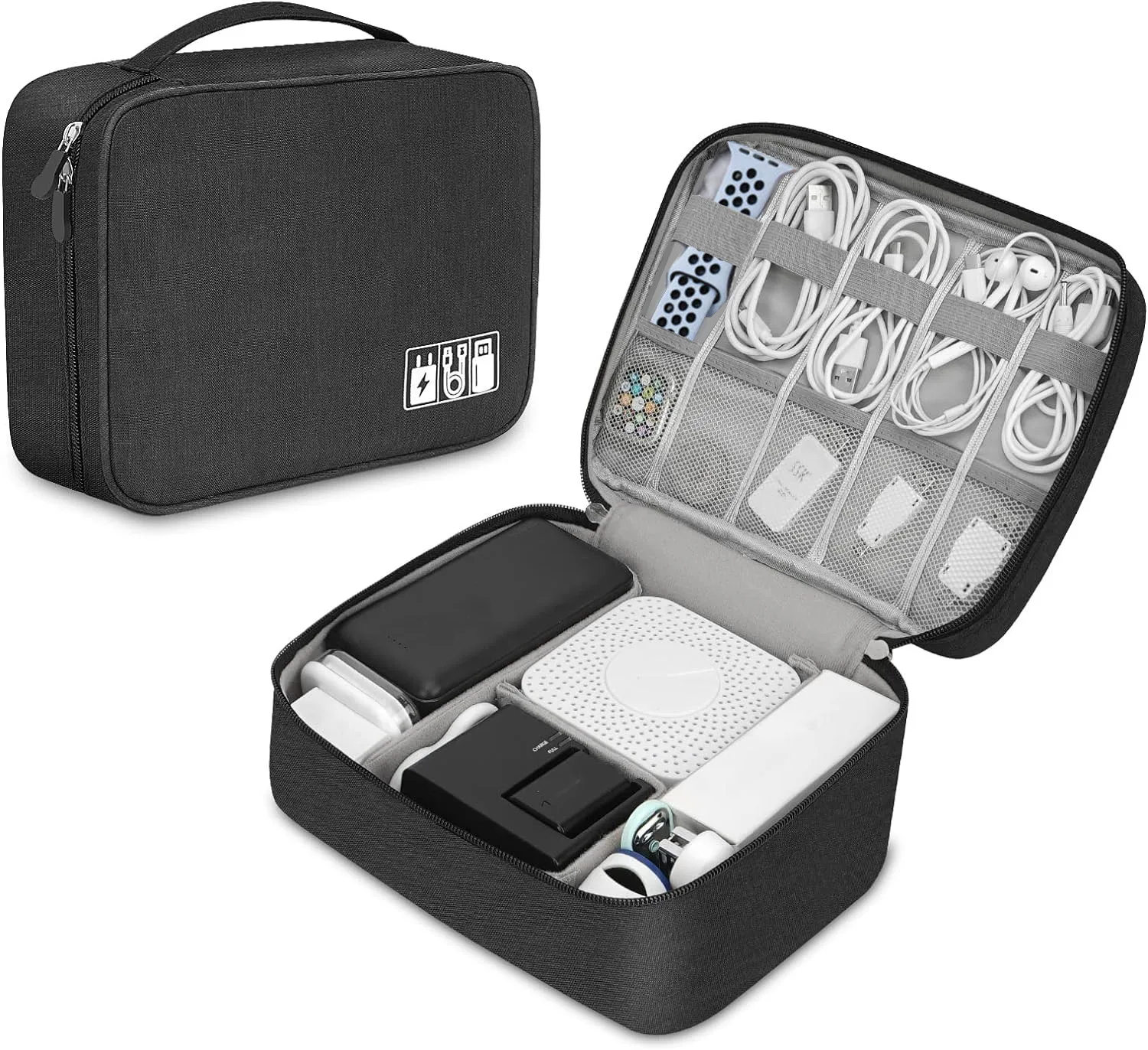 Tech Accessories Organizer Pouch - حافظة تنظيم تقنية محمولة لتخزين الملحقات