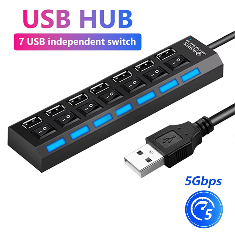 Usb Hub 7 Port - موزع USB 2.0 بـ 7 منافذ