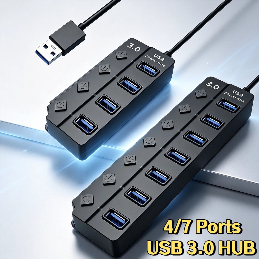 Usb Hub 7 Port - محول USB3.0 HUB بـ 4/7 منافذ