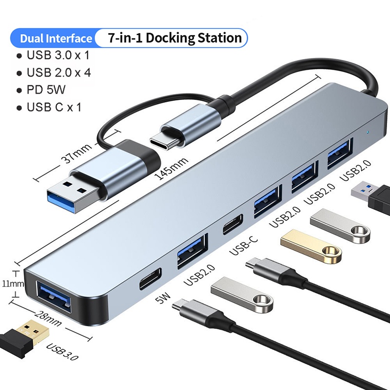 7 في 1 USB C موسع محول محور مع - مراجعة Usb Hub 7 Port وسعره