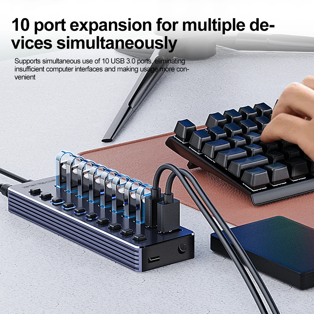 10/7 في 1 محول USB يعمل بالطاق - مراجعة Usb Hub 7 Port وسعره