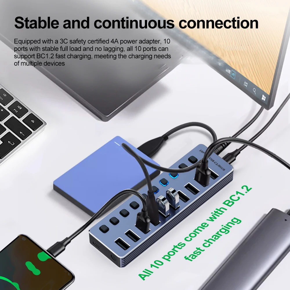 10/7 في 1 محول USB يعمل بالطاق - مراجعة Usb Hub 7 Port وسعره