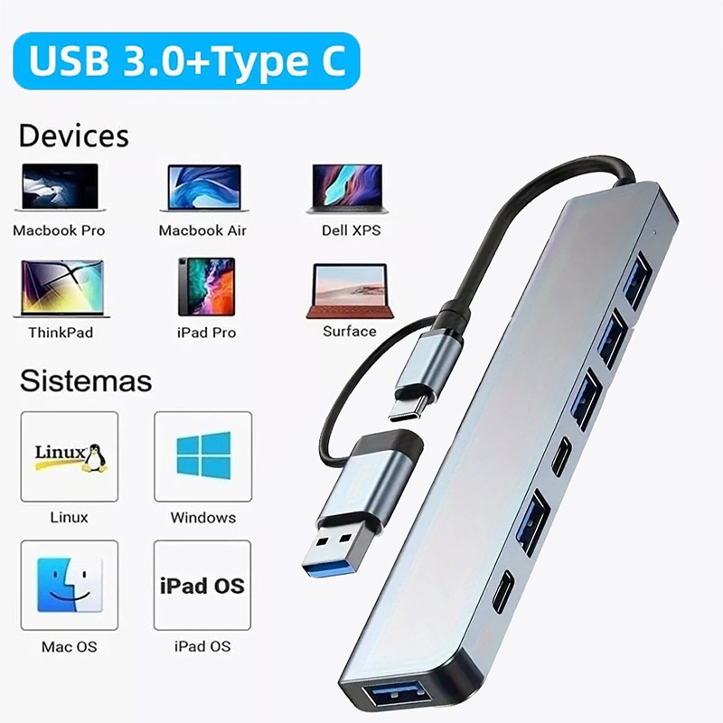 محول USB3.0 ثنائي الوظيفة بـ 7 - مراجعة Usb Hub 7 Port وسعره