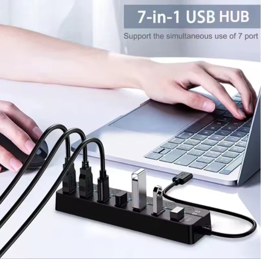 محول USB3.0 HUB بـ 4/7 منافذ U - مراجعة Usb Hub 7 Port وسعره