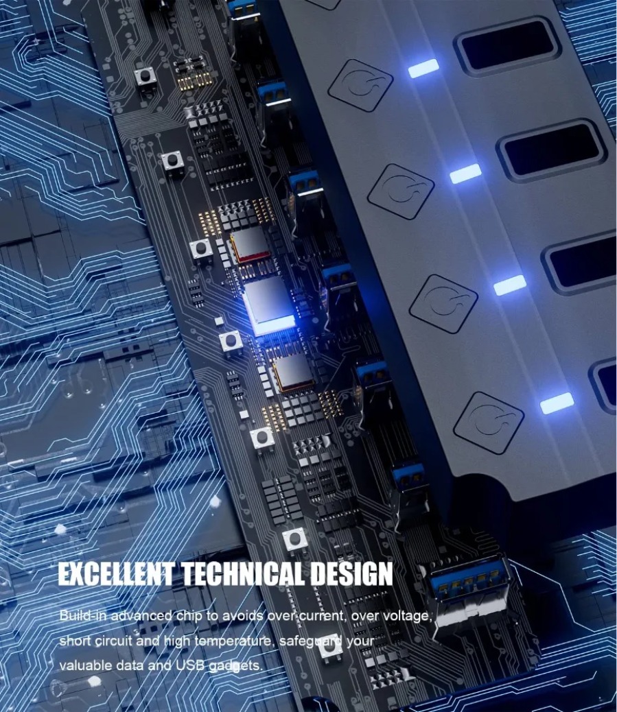 محول USB3.0 HUB بـ 4/7 منافذ U - مراجعة Usb Hub 7 Port وسعره